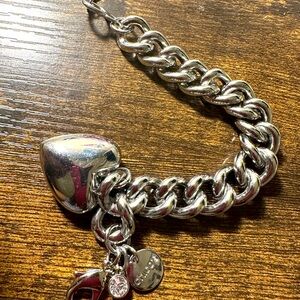 Chicos silver tone puffy heart bracelet